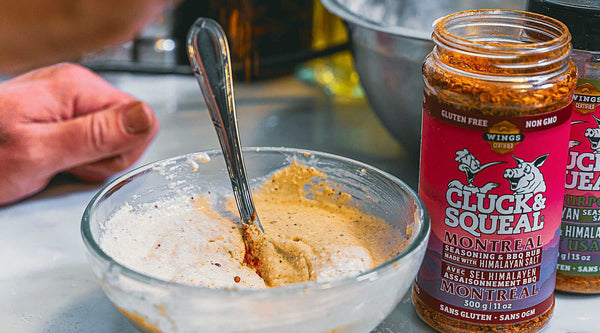 Whipped Lemon Goat Cheese Infused with Montreal Himalayan Seasoning & BBQ Rub - Cluck & Squeal Seasonings and BBQ Rubs.