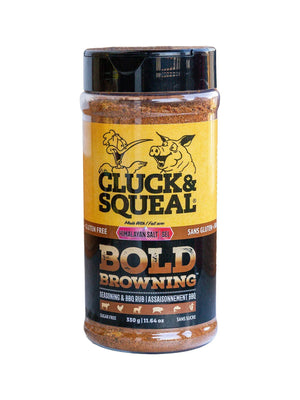 Bold Browning seasoning & BBQ rub with Himalayan salt, gluten-free and sugar-free in clear jar
