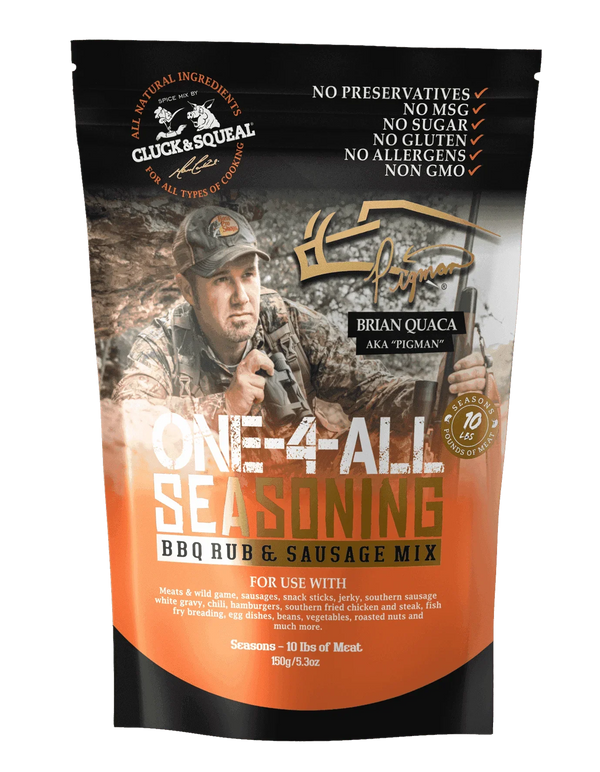 Pigman ONE-4-ALL Seasoning & BBQ Rub - Hamburger & Sausage Mix - Cluck & Squeal Seasonings and BBQ Rubs.