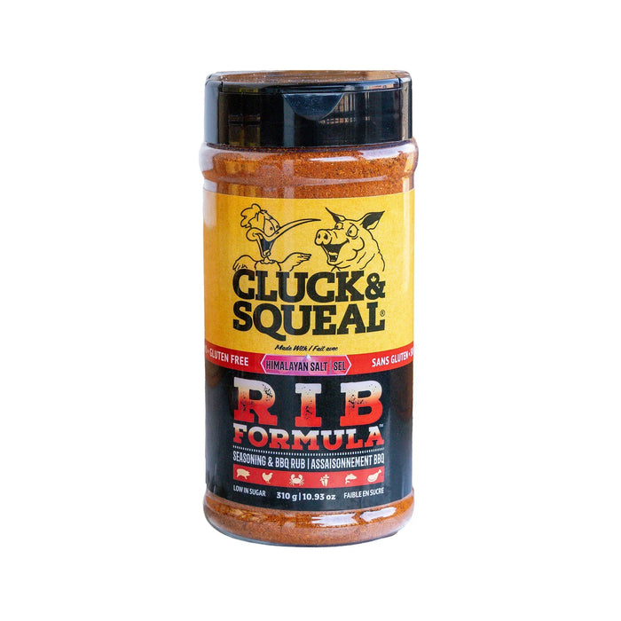 Cluck & Squeal Rib Formula BBQ Rub, gluten-free seasoning with Himalayan salt, low in sugar, 310g jar
