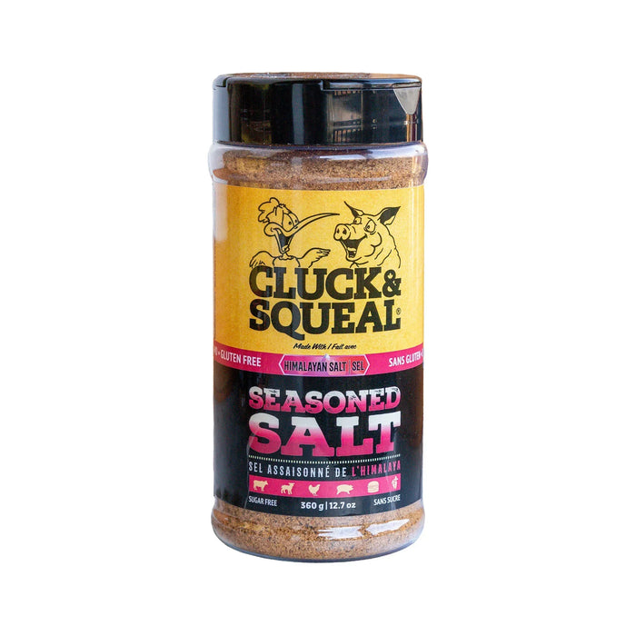 Cluck & Squeal Seasoned Salt with Himalayan Salt, gluten-free and sugar-free BBQ seasoning rub